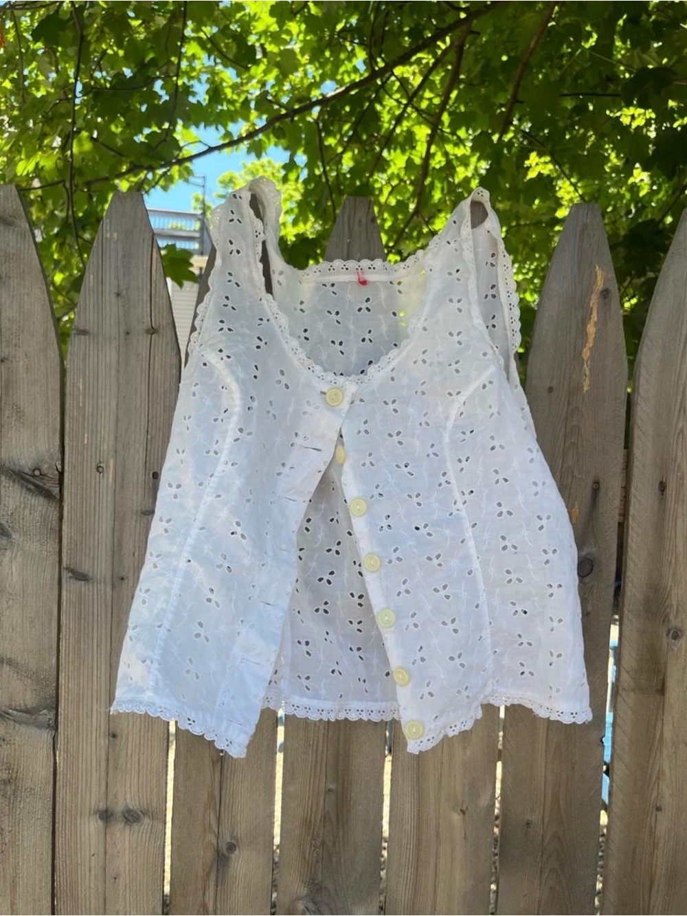 White Eyelet Button-Front Women’s Tank Top - Picture 1 of 1